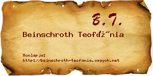 Beinschroth Teofánia névjegykártya